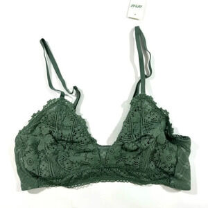 New Aerie Green Lace Bralette Size Small